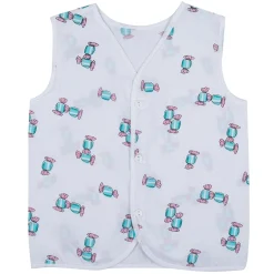 Baby Moo Fruity Fun Prints V-Neck Sleeveless Front Opening Button Cotton Jhablas 5 Pcs - Green, Multicolour