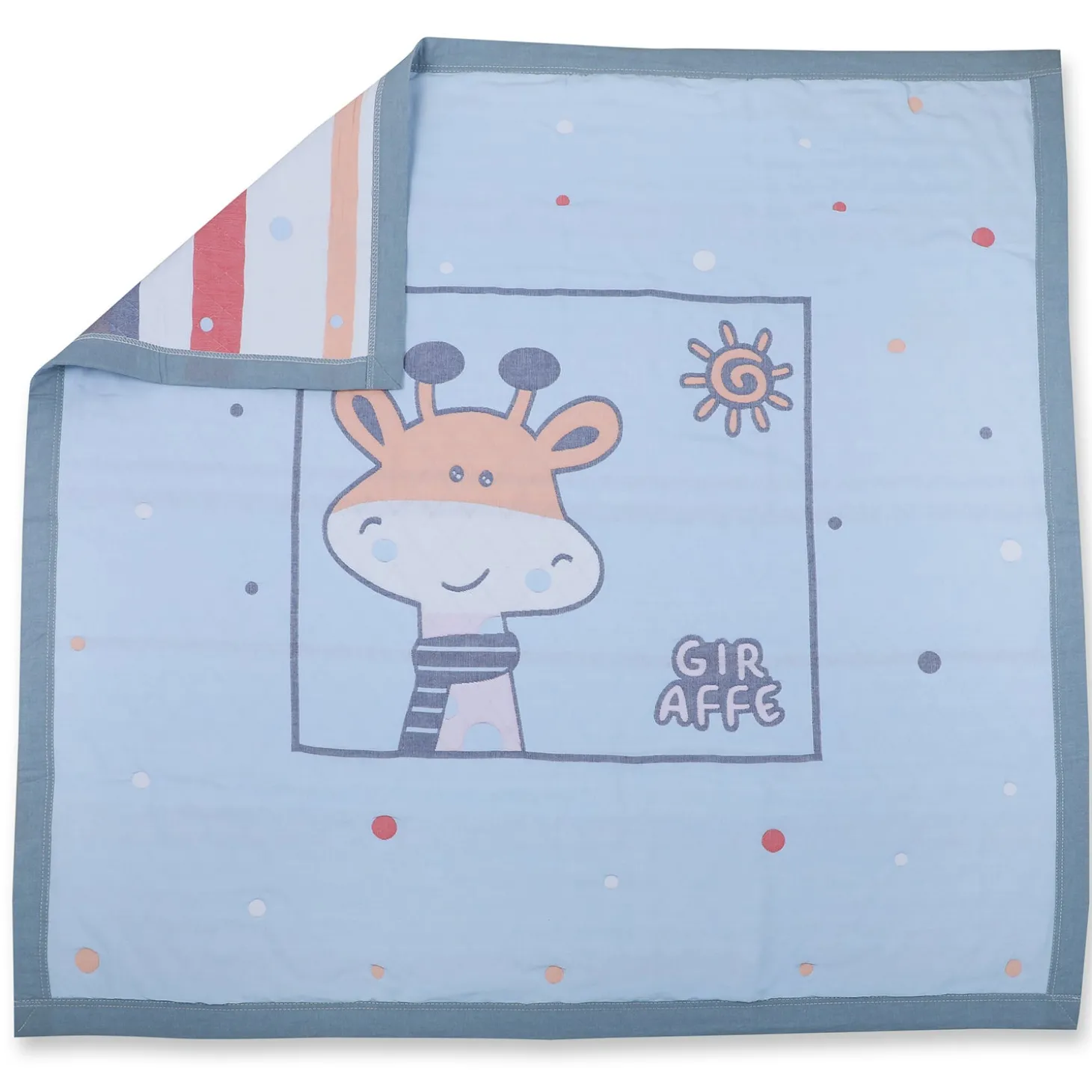 Baby Moo Giraffe All Season Medium Muslin Blanket - Blue