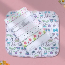 Baby Moo Girls Theme Cotton 20 x 20 cm Soft Hosiery Wash Cloth - Multicolour