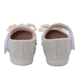 Baby Moo Glittery Butterfly Bow Mary Jane Velcro Strap Anti-Skid Ballerina Shoes - Gold