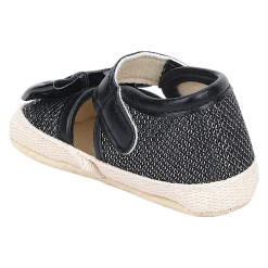 Baby Moo Glittery Partywear Bow Velcro Strap Anti-Skid Sandals - Black