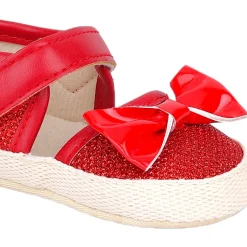 Baby Moo Glittery Partywear Bow Velcro Strap Anti-Skid Sandals - Red