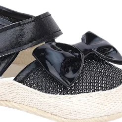 Baby Moo Glittery Partywear Bow Velcro Strap Anti-Skid Sandals - Black