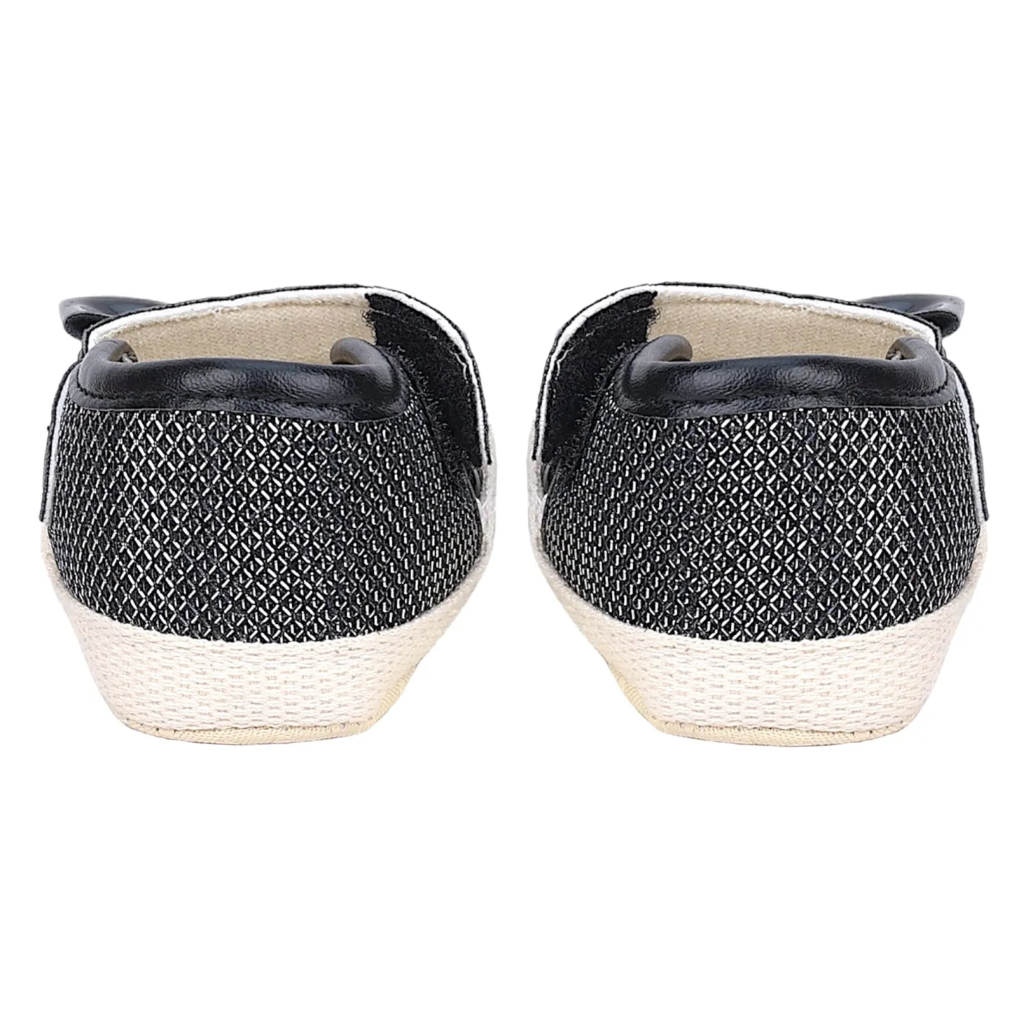 Baby Moo Glittery Partywear Bow Velcro Strap Anti-Skid Sandals - Black