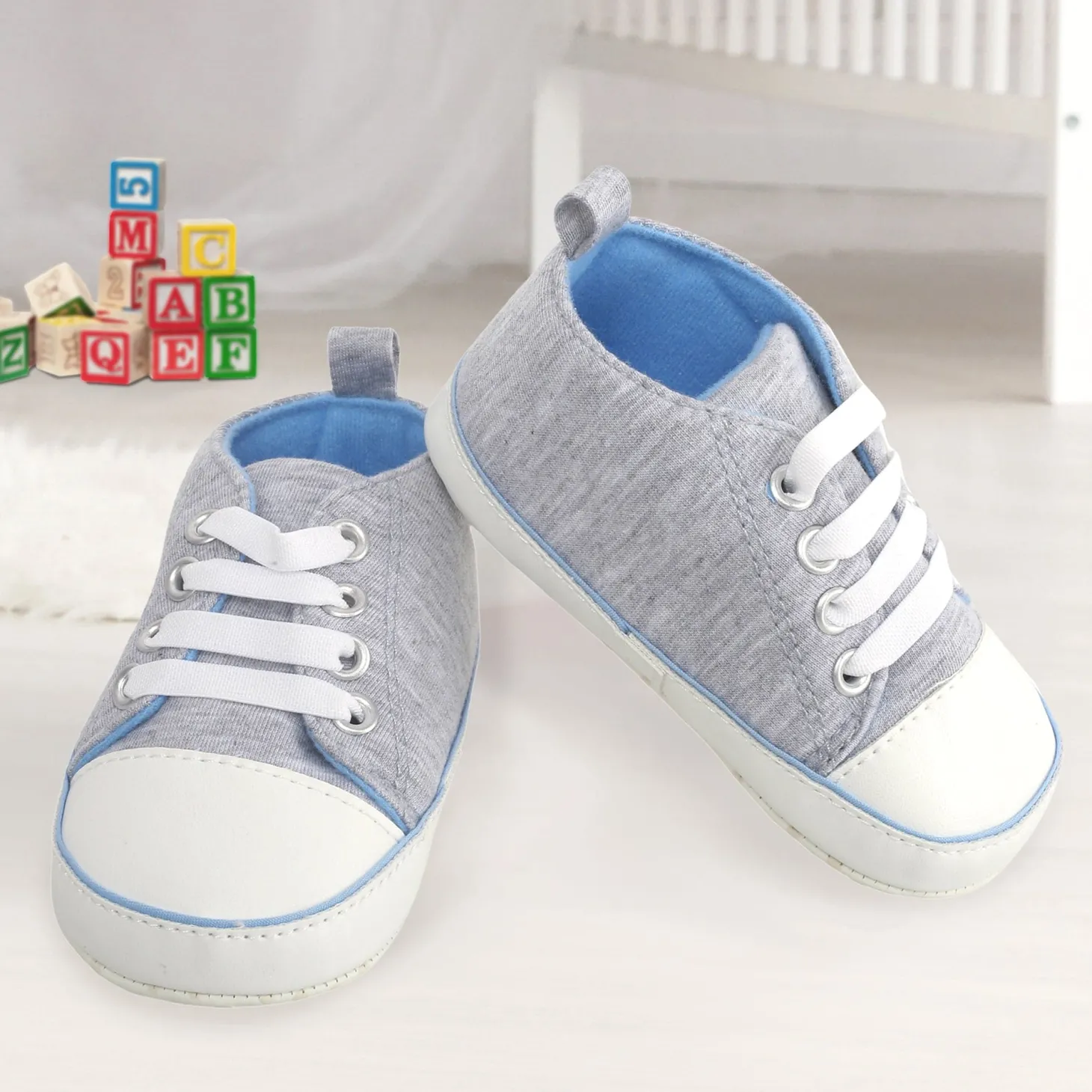 Baby Moo Grey Lace Up Sneakers
