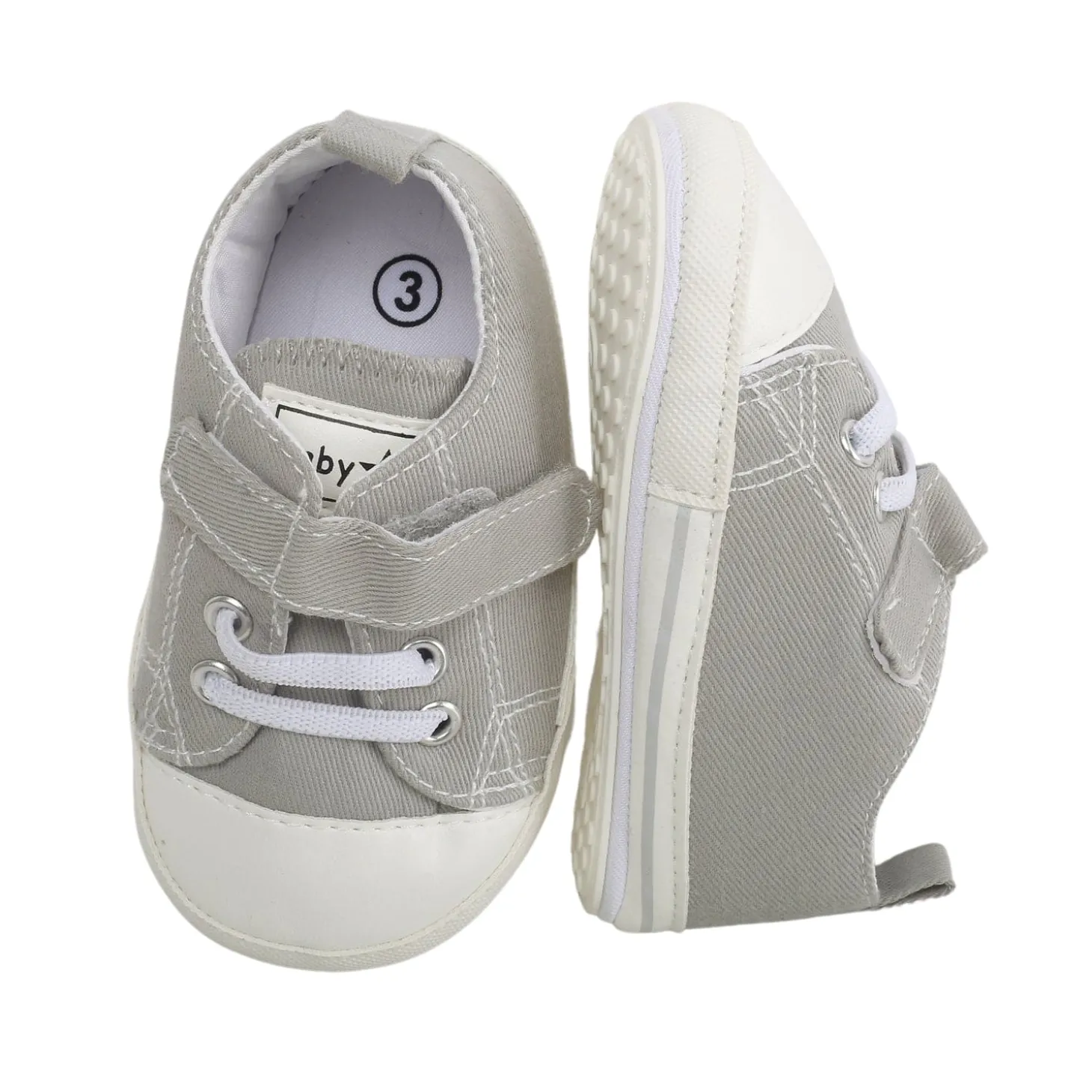 Baby Moo Grey Velcro Sneakers