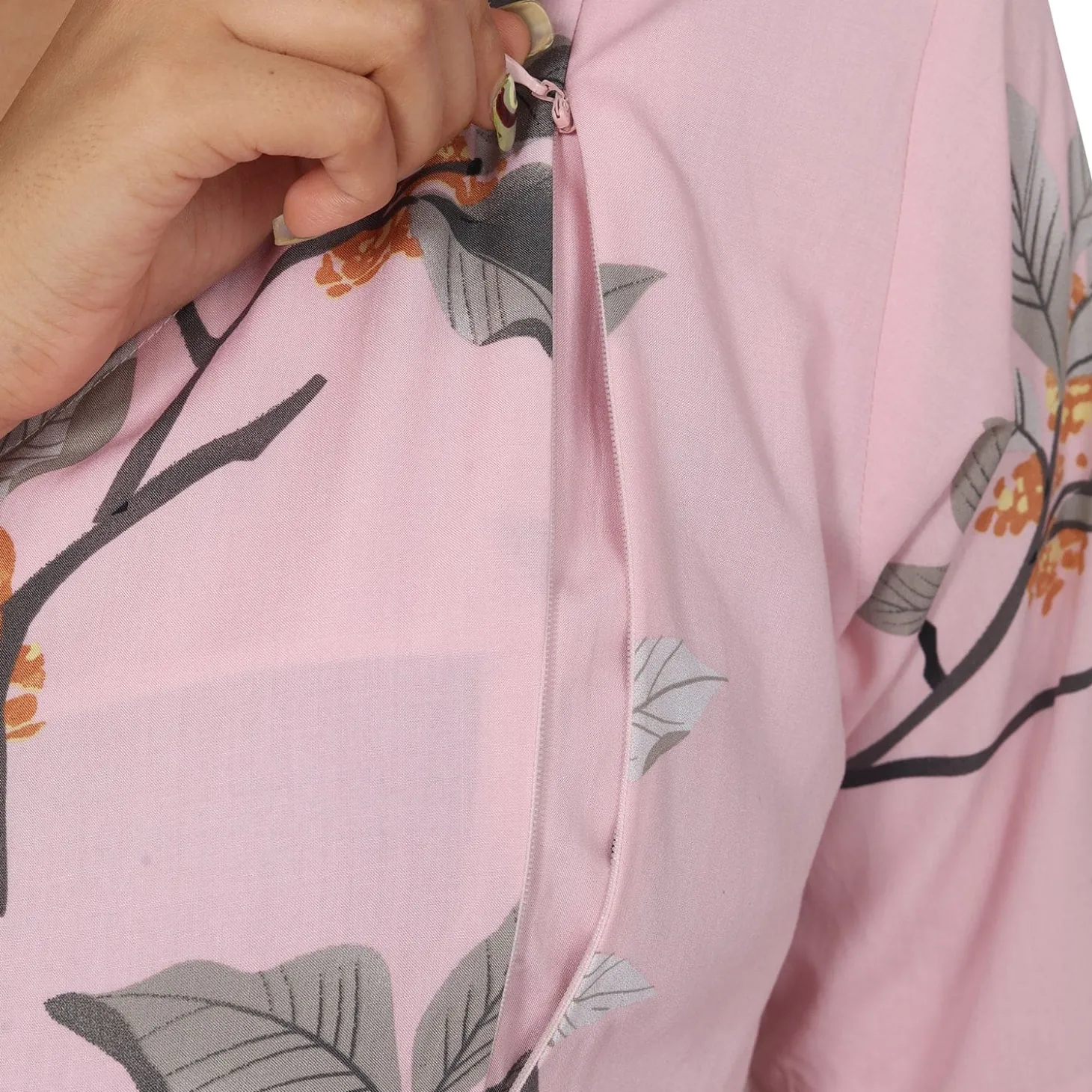 Baby Moo Half Sleeves Comfortable Nursing And Maternity Dress Flower Print - Pink