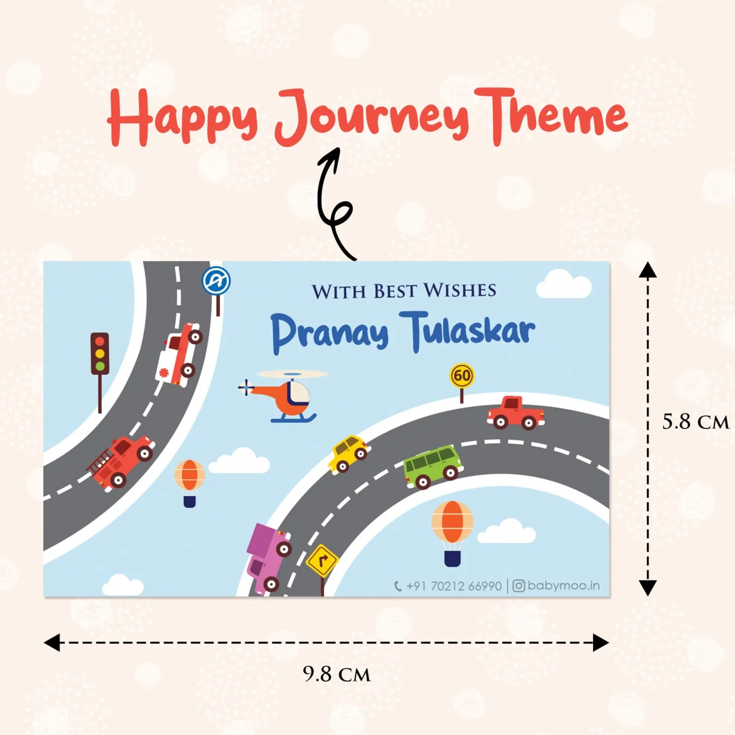 Baby Moo Happy Journey 40 Gift Card Pack Personalised Wish Tags - Multicolour