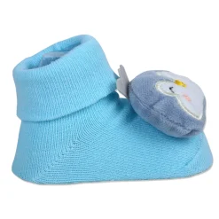 Baby Moo Happy Penguin Cotton Anti-Skid 3D Socks - Blue
