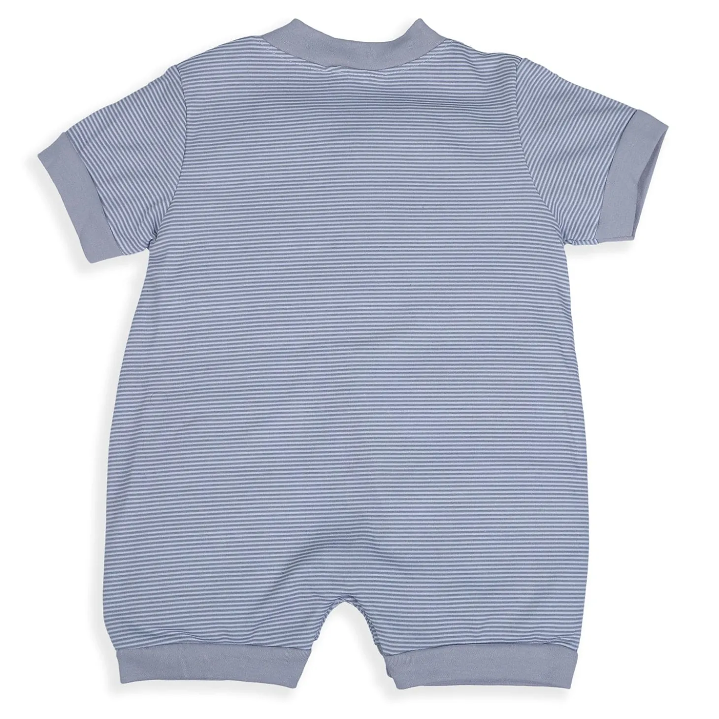 Baby Moo Happy Teddy Embroidered Soft Cotton Short Romper - Grey