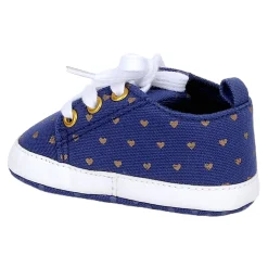 Baby Moo Heart Print Lace-Up Anti-Skid Sneakers - Navy Blue