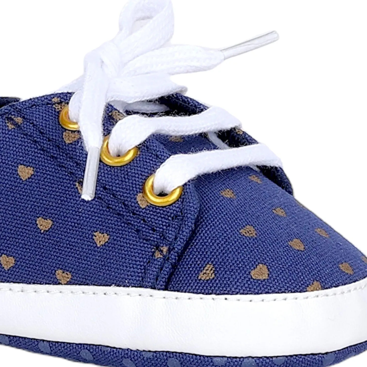 Baby Moo Heart Print Lace-Up Anti-Skid Sneakers - Navy Blue