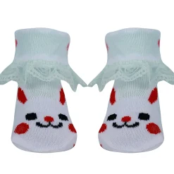 Baby Moo Heart Print Soft Lace Socks Pack of 3 - Pink, Mint Green