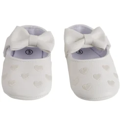 Baby Moo Hearts With Bow White Booties