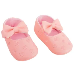 Baby Moo Hearts With Bow Pink Booties