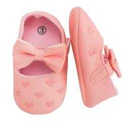Baby Moo Hearts With Bow Pink Booties