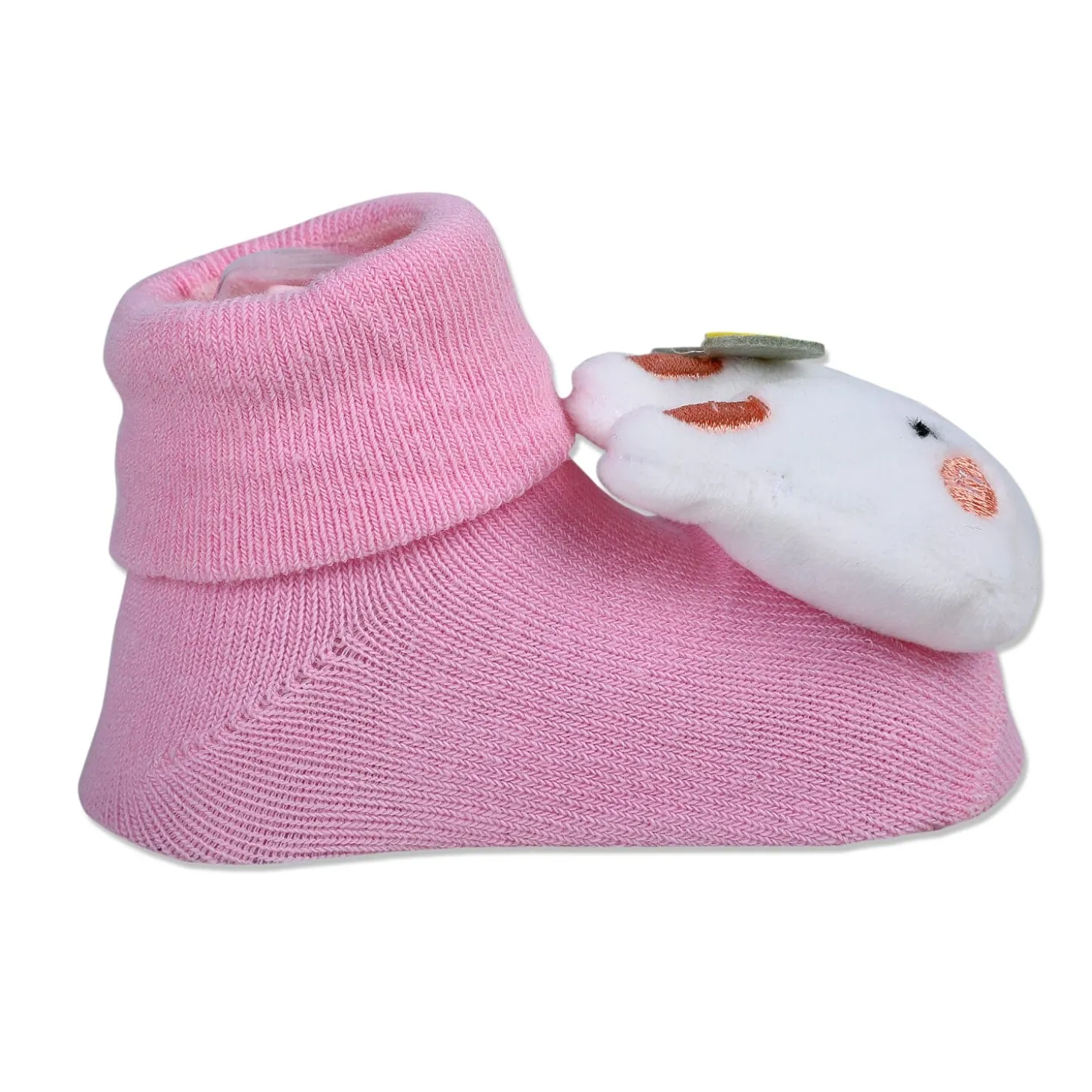 Baby Moo Hello Bunny Cotton Anti-Skid 3D Socks - Pink