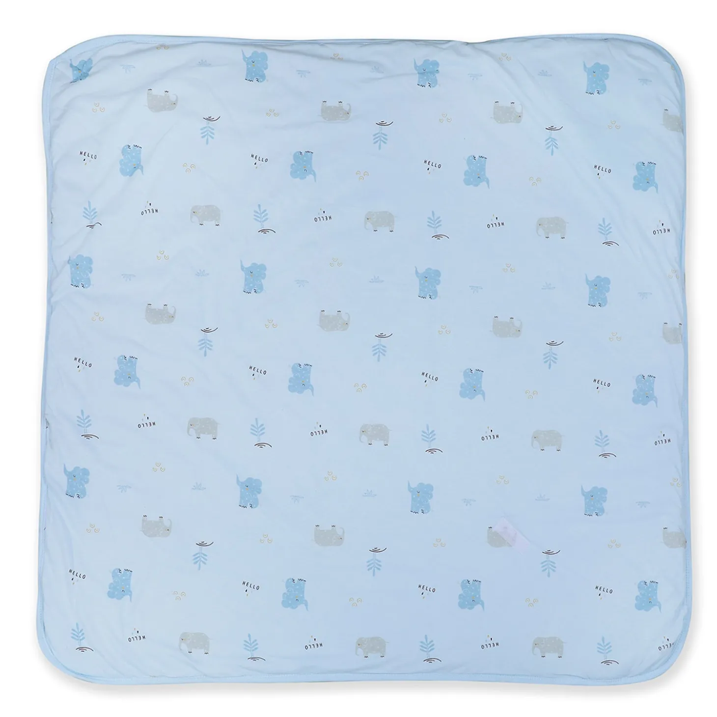 Baby Moo Hello Elephant 100 % Cotton Wrapper - Blue