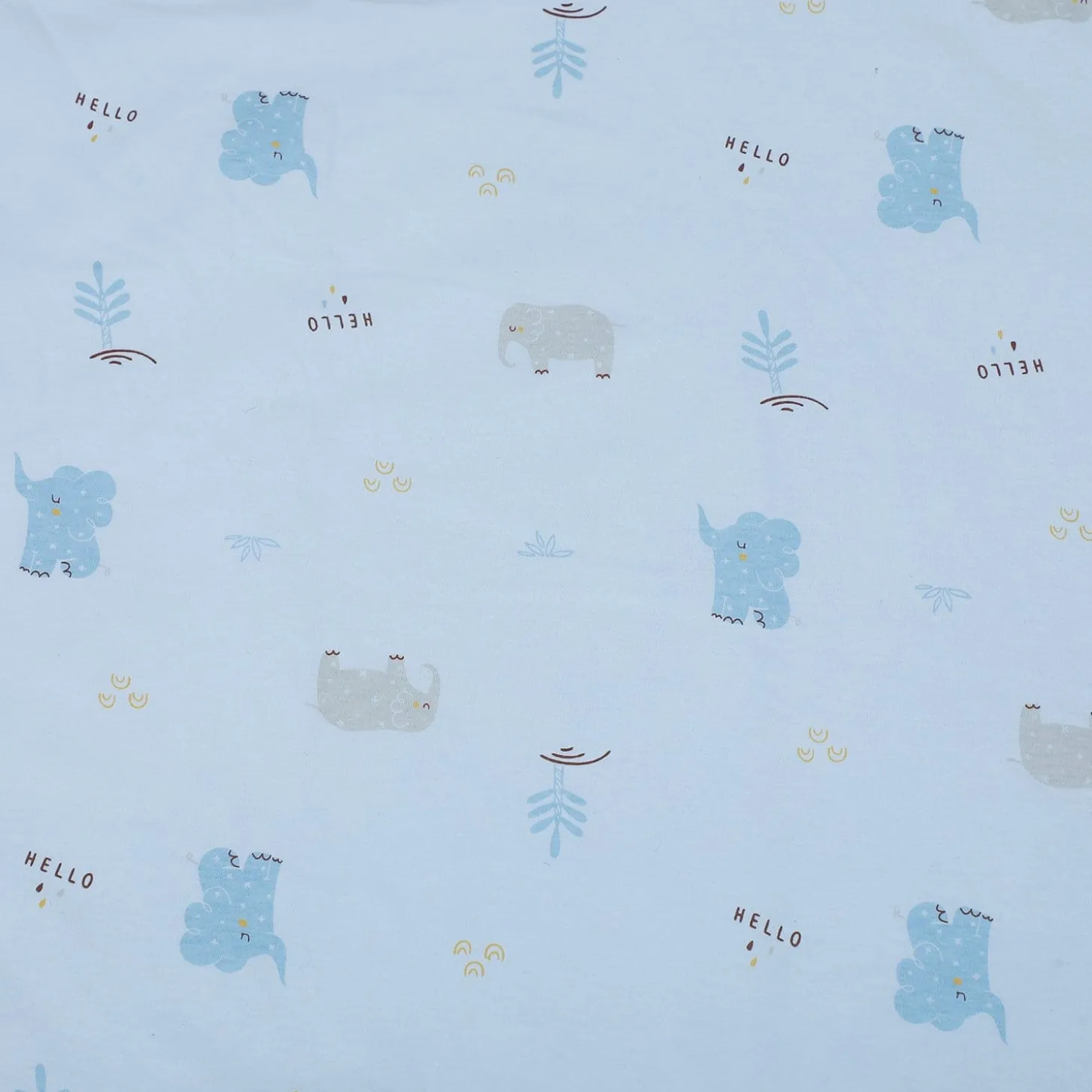 Baby Moo Hello Elephant 100 % Cotton Wrapper - Blue