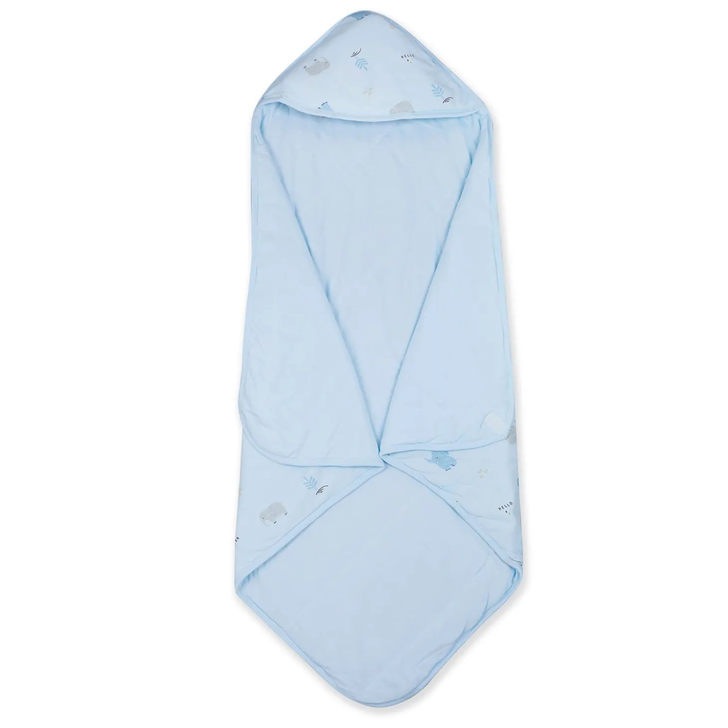 Baby Moo Hello Elephant 100 % Cotton Wrapper - Blue