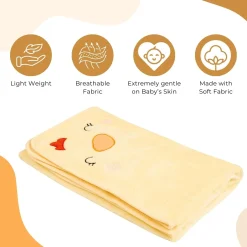 Baby Moo Hen Embroidered Soft Blanket - Yellow