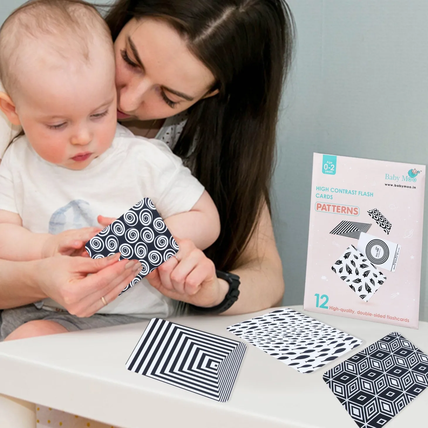 Baby Moo High Contrast Flash Cards Pack of 12 - Patterns