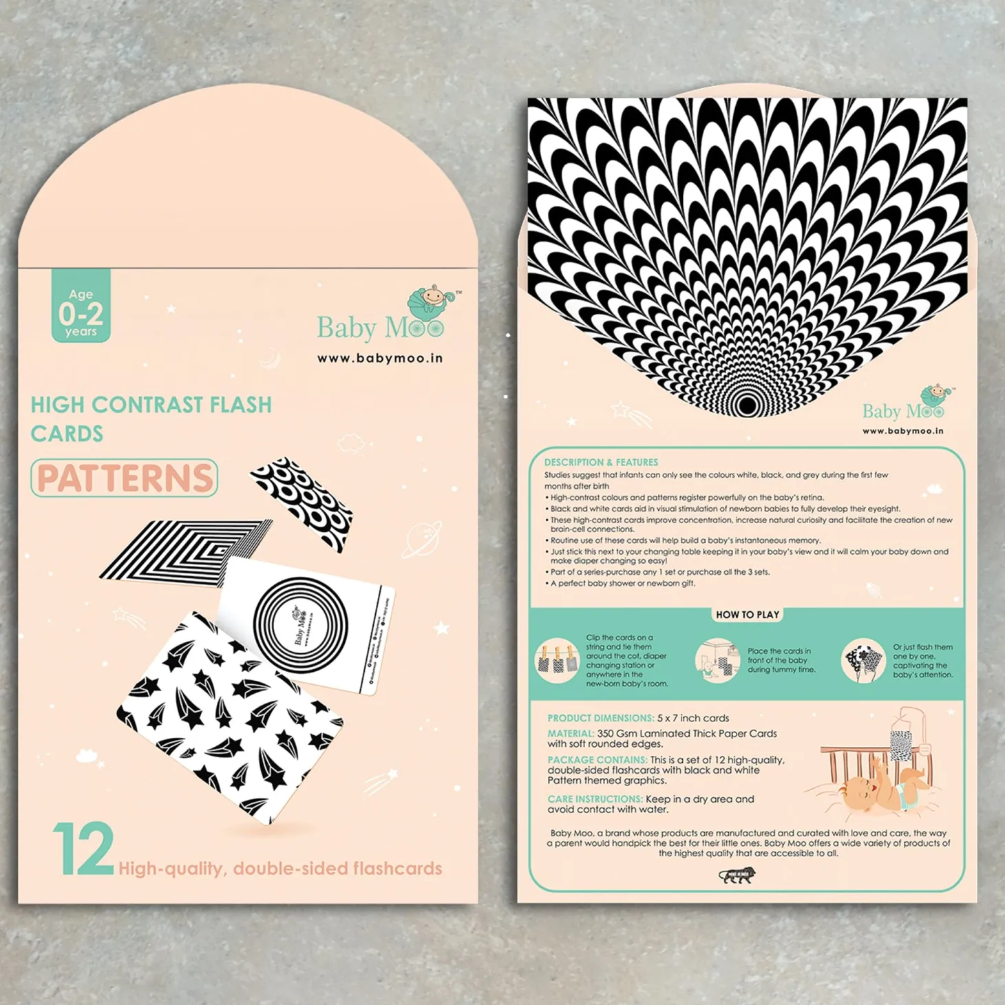 Baby Moo High Contrast Flash Cards Pack of 12 - Patterns