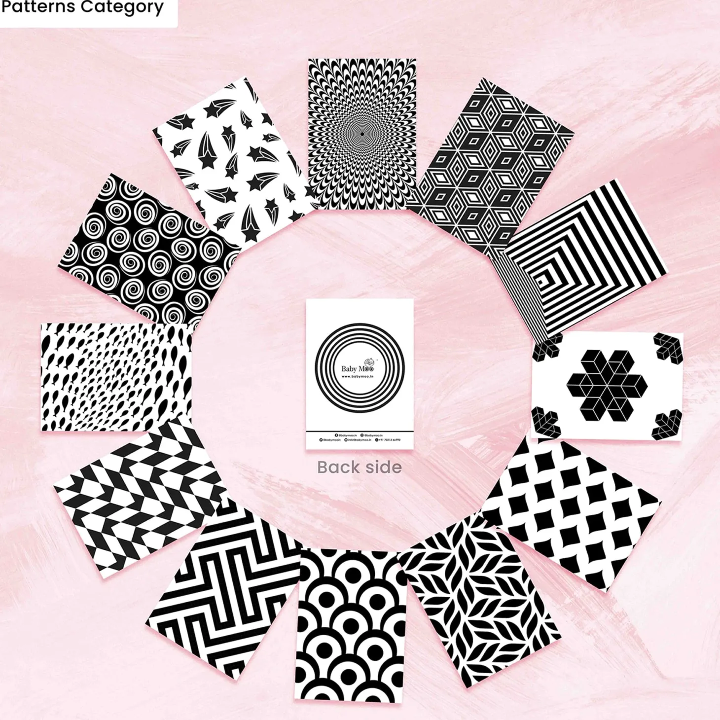 Baby Moo High Contrast Flash Cards Pack of 12 - Patterns