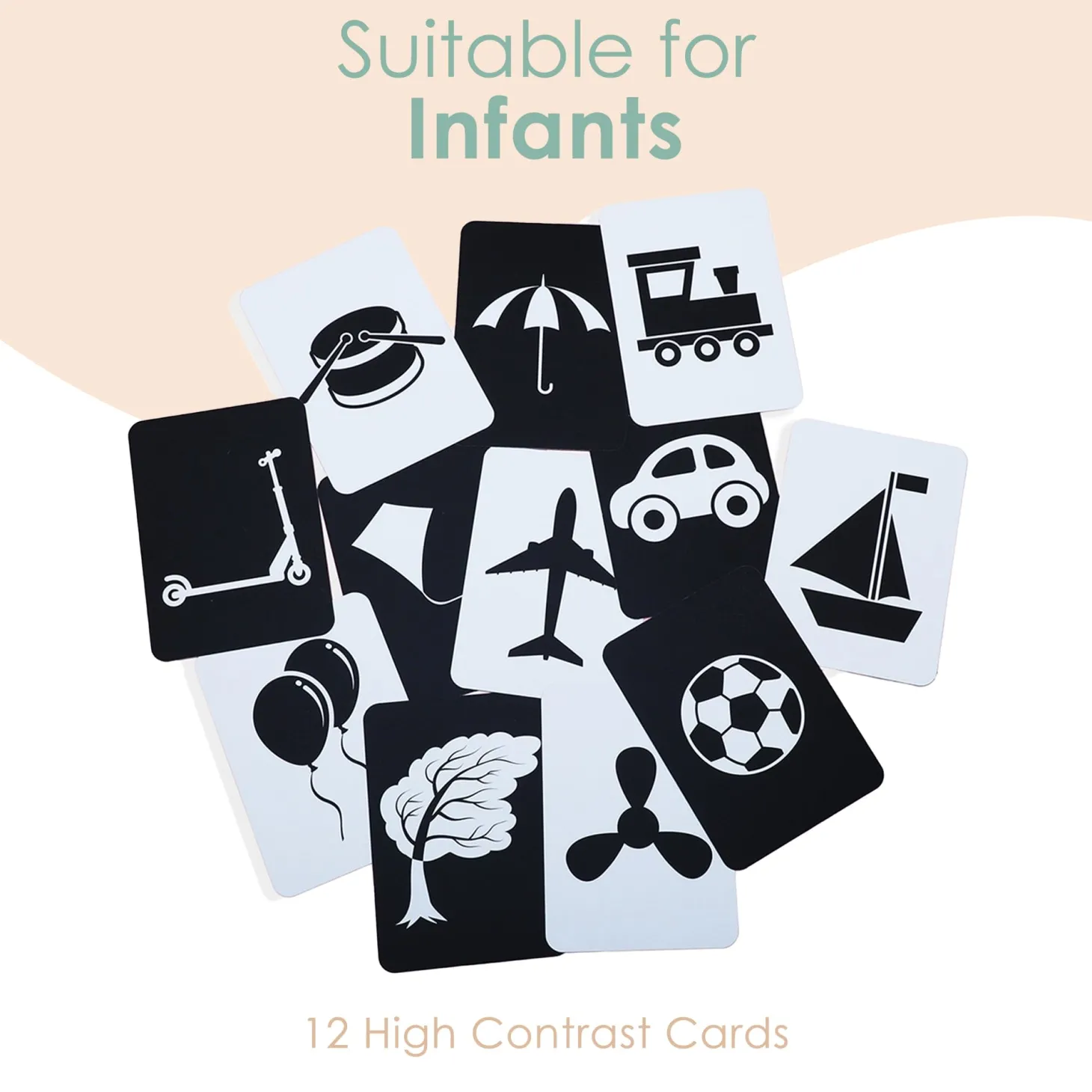 Baby Moo High Contrast Flash Cards Pack of 12 - Objects And Vehicles