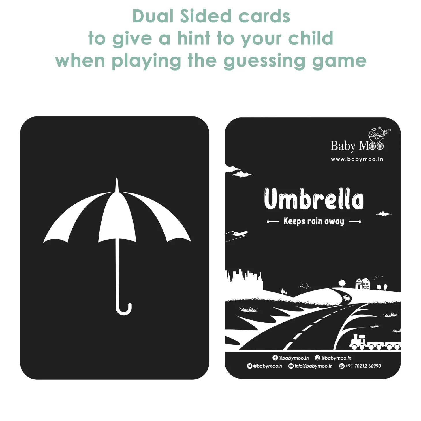Baby Moo High Contrast Flash Cards Pack of 12 - Objects And Vehicles