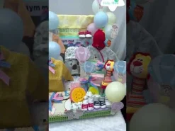 Baby Moo Hot Air Balloon Animal Themed Masoom 22 Pcs Luxury Gift Hamper Unisex Red - 0-12M Sizes Available