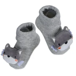 Baby Moo Husky Cotton Anti-Skid 3D Socks - Grey