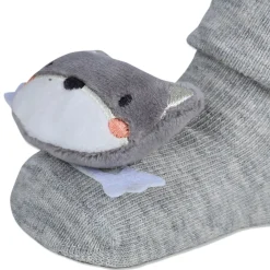 Baby Moo Husky Cotton Anti-Skid 3D Socks - Grey