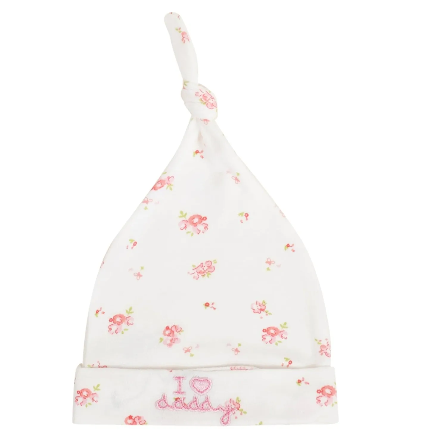 Baby Moo I Love Mommy Daddy Knotted Infants Ultra Soft 100% Cotton All Season Pack of 3 Caps - Pink