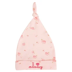 Baby Moo I Love Mommy Daddy Knotted Infants Ultra Soft 100% Cotton All Season Pack of 3 Caps - Pink