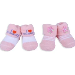 Baby Moo I Love Mommy Floral Newborn Breathable Infant Cotton Socks - Pink