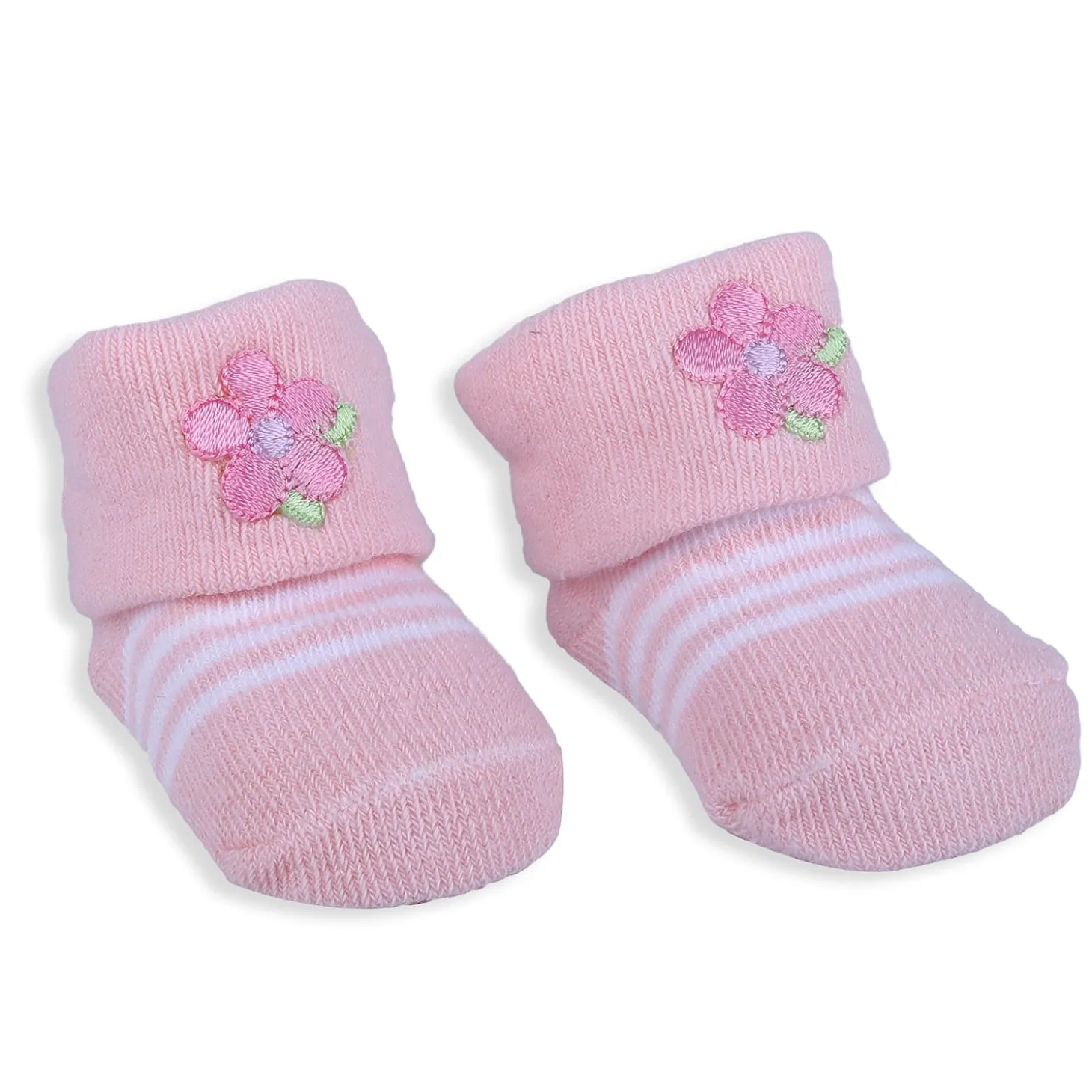 Baby Moo I Love Mommy Floral Newborn Breathable Infant Cotton Socks - Pink