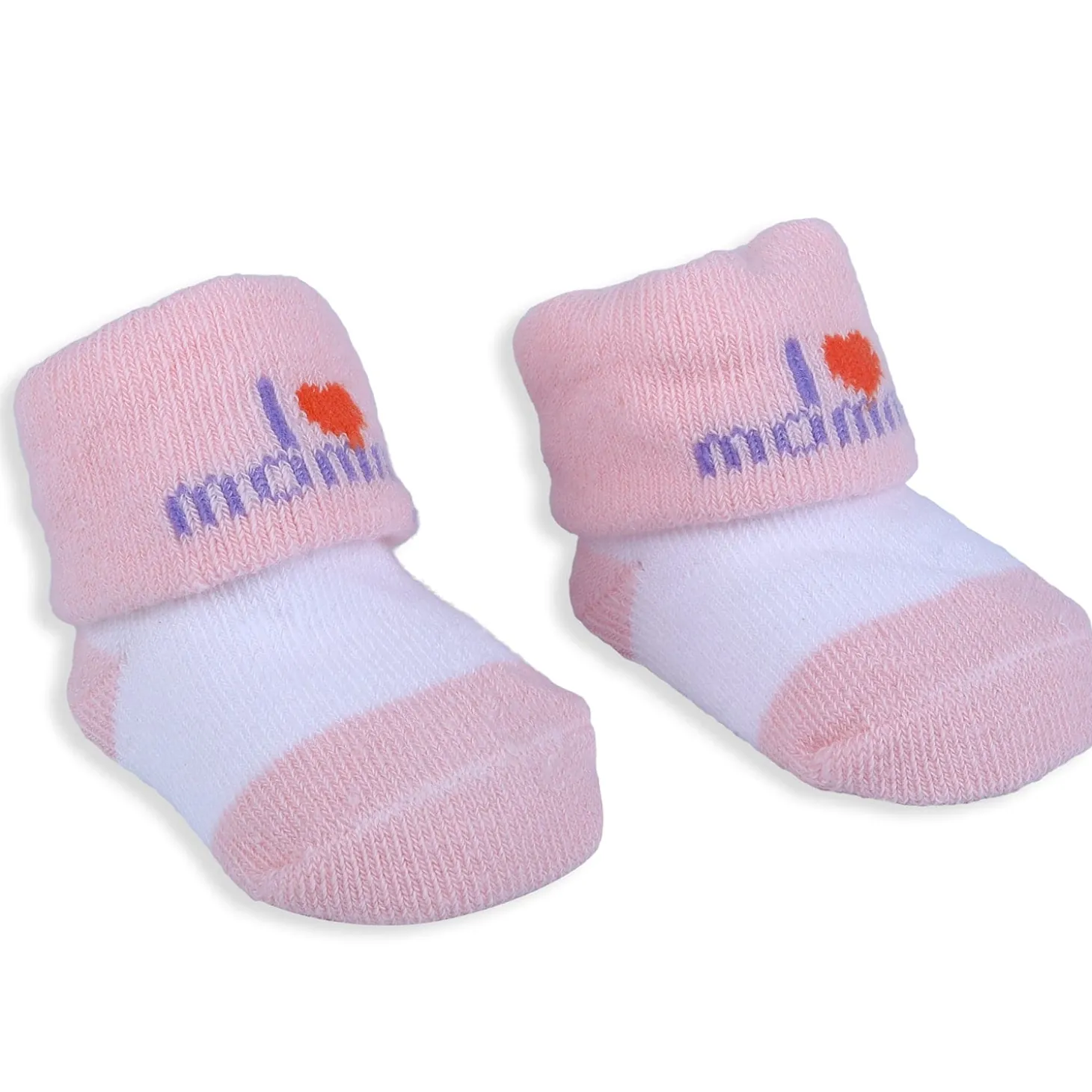 Baby Moo I Love Mommy Floral Newborn Breathable Infant Cotton Socks - Pink