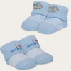 Baby Moo I Love Mommy Printed Elegent Socks Booties Pack of 2 - Blue