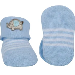 Baby Moo I Love Mommy Printed Elegent Socks Booties Pack of 2 - Blue