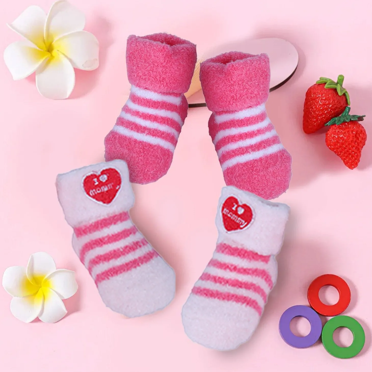 Baby Moo I Love Mummy Newborn Breathable Infant Cotton Socks - Pink