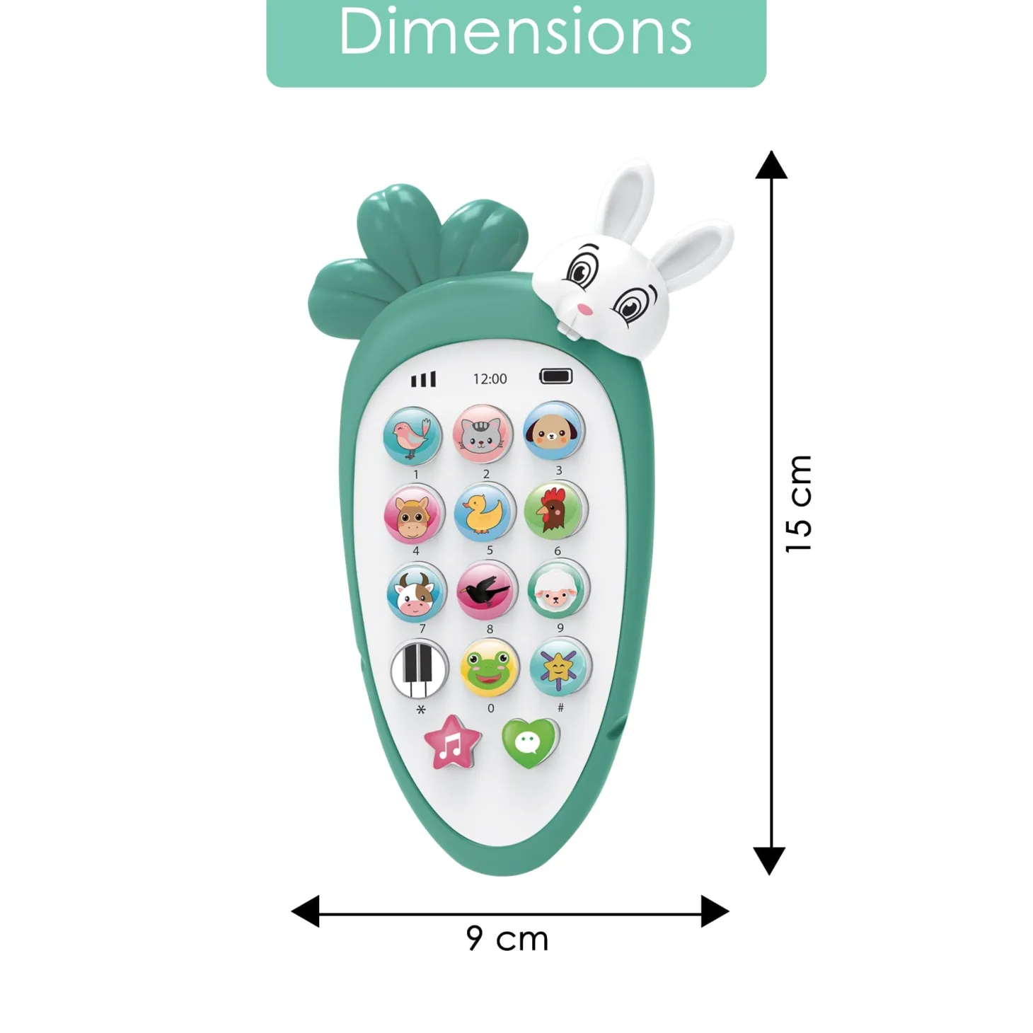 Baby Moo intelligent Bunny Interactive Musical Mobile Phone Toy For Kids With 20 Built-in Songs, Animal Sounds & Chat Button - Light Green