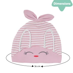 Baby Moo Jolly Kitty All Season Stretchable Hosiery Warm 3D Beanie Cap - Pink