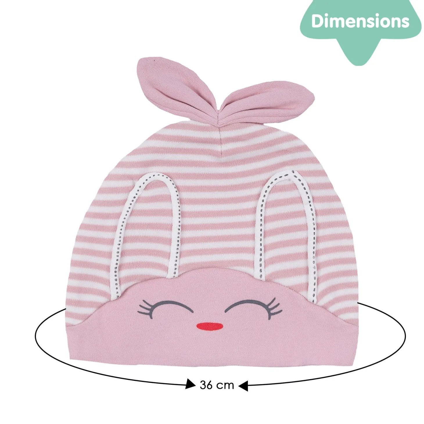 Baby Moo Jolly Kitty All Season Stretchable Hosiery Warm 3D Beanie Cap - Pink