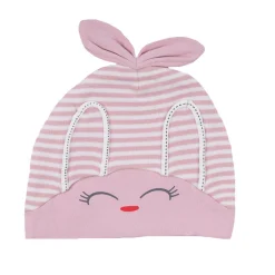 Baby Moo Jolly Kitty All Season Stretchable Hosiery Warm 3D Beanie Cap - Pink