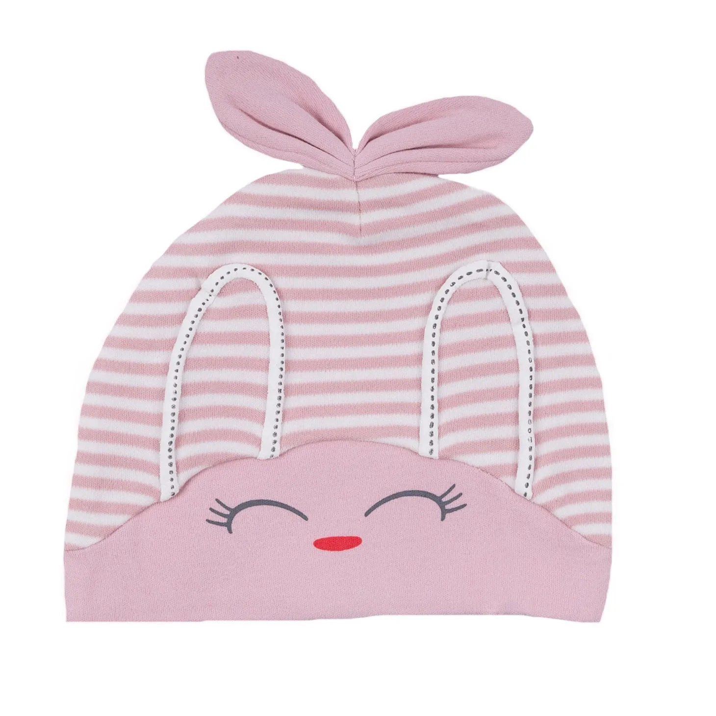 Baby Moo Jolly Kitty All Season Stretchable Hosiery Warm 3D Beanie Cap - Pink