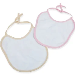 Baby Moo Junior Teddy Pack Of 2 Adjustable Tie Knot Cotton Bibs - Pink