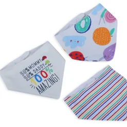 Baby Moo Just Like Mommy Daddy Cotton 3 Pack Bandana Bibs - Multicolour