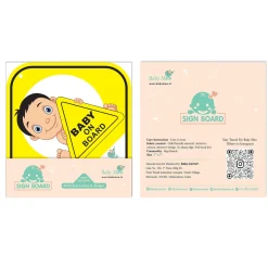 Baby Moo Kids On Board Car Safety Sign With Vacuum Suction Cup Clip - Yellow