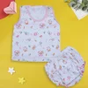 Baby Moo Kite Flying Bear Pure Cotton Sleeveless Vest With Matching Bottom 2pcs Set - Pink
